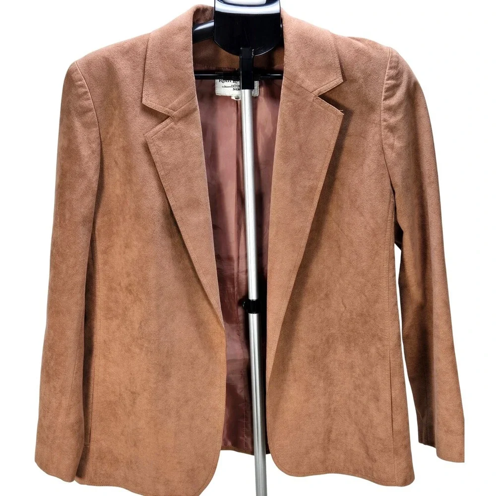 Women's Roth-Le Cover Size 10 Brown Ultra Suede Vintage Blazer Structured Preppy